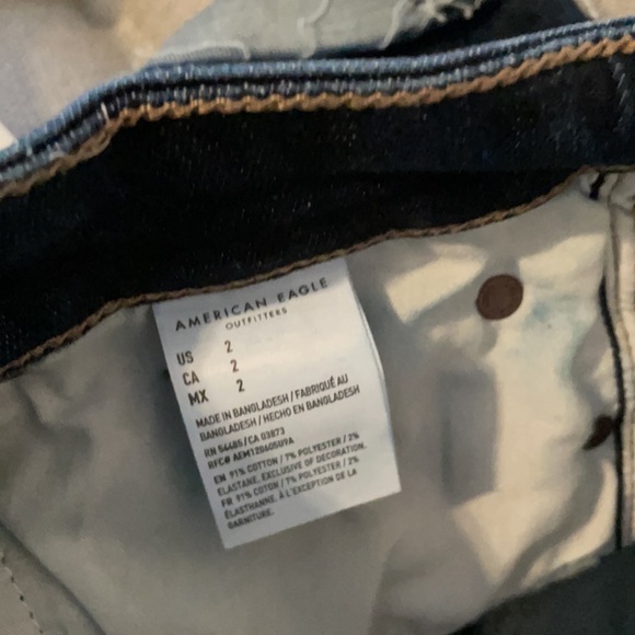AE 🦅 2 Hi Rise Shortie Jean Shorts American Eagle - Picture 7 of 8